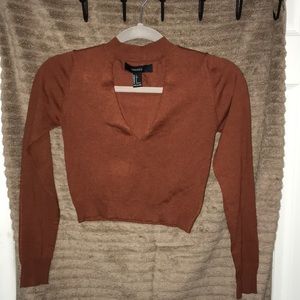 Long Sleeve Crop Top Low Cut Top